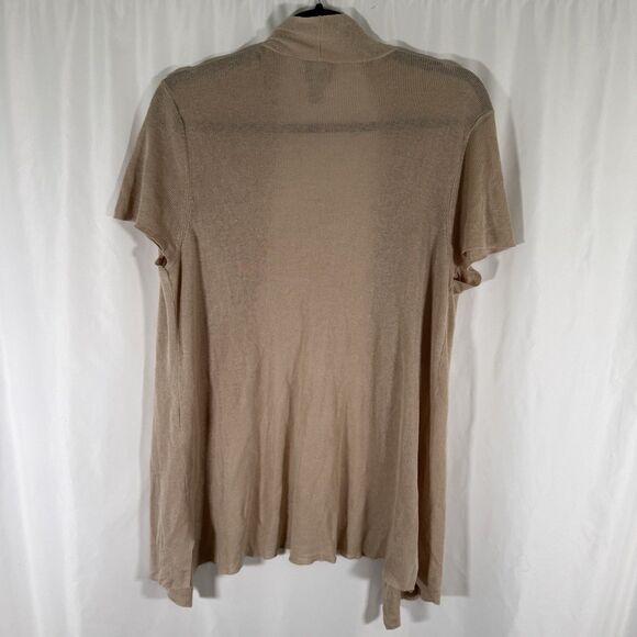 Chico's Cardigan Women's 2 Large Brown Knit Lightweight Short Sleeve Open Front - Picture 8 of 10